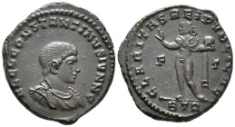 Constantine II, Caesar (AD 317–337). Follis (AE, 20 mm, 3.95 g), Treveri mint, 317–318.

 FL CL CONSTANTINVS IVN N C Bare headed, draped and cuirass...