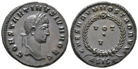 Constantine II, Caesar (AD 317–337). Follis (AE, 19 mm, 3.18 g), Siscia mint, 320–321.

 CONSTANTINVS IVN NOB C Laureate head of Constantine II righ...