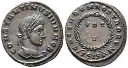 Constantine II, Caesar (AD 317–337). Follis (AE, 19 mm, 3.31 g), Siscia mint, 320–321.

 CONSTANTINVS IVN NOB C Laureate head of Constantine II righ...