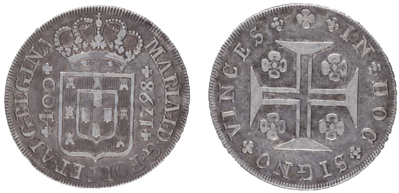 D.Maria I - Cruzado (400 Réis) 1798, MBC-, A.G:18.10 Coroa Alta, 14,06gr