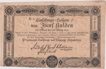 5 Gulden 1811, Einlösungsschein, bad cutting, otherwise beautiful condition, Pick A46

XF/VF