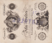 10 Gulden 1841, 4th issue Privileged National Bank, WERTHLOS stamp on the Rv., nice condition, Pick A71

VF