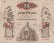 10 Gulden 1858, contemporary forgery, very high-quality printed forgery with watermark almost indistinguishable from the genuine banknote, Pick A85
...