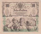 10 Gulden 1863, partially faded WERTHLOS stamp on reverse, pinholes in corners, Pick A89

VF