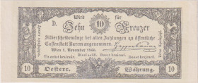 10 krejcar 1860, Coin Note, Pick A95

XF+