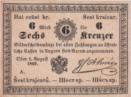 6 krejcar 1849, Ofen, Coin Note, Pick not listed

aUNC