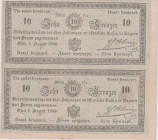 10 krejcar 1849, Ofen, Coin Note, double strip, Pick not listed

XF