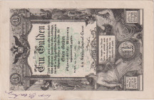 1 Gulden 1866, contemporary printed forgery, FALSIFICAT overprint on reverse, Pick A150

XF+