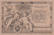 100 Koruna 1901, unrealized obverse and reverse design for the first Koruna issue 1900 - 1902, enclosed Oesterreichisch-Ungarische Bank envelope dated...