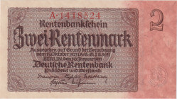 2 Rentenmark 1937, the first series A(!), 7-digit serial number, BKK D12a, Hej D12a

UNC