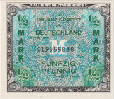 1/2 Marka 1944, printed by USA, 9 digit serial number with "F", BKK AM1a, Hej AM1a

UNC