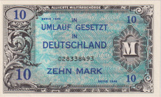 10 Marka 1944, printed by USA, 9 digit serial number with "F", BKK AM4a, Hej AM4a

UNC