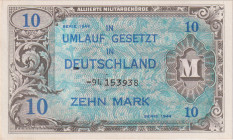 10 Marka 1944, printed by SSSR, 8 digit serial number, with dash, without "F", BKK AM4d, Hej AM4d

UNC