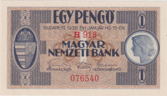 1 Pengö 1938, series H 918, BKK H1a, Hej H1a

UNC