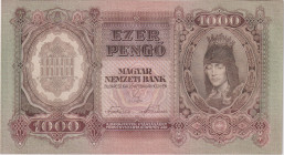 1000 Pengö 1943, series F 073, BKK H12, Hej H12

UNC