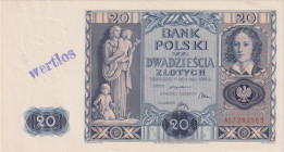 20 Zlotych 1936, series AL, overprint WERTLOS, BKK PL7, Hej PL7

aUNC