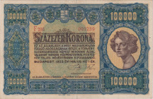 Hungary, 100.000 Koruna 1923, print OFZ, Pick 72a

VF