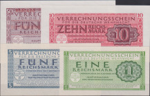 Germany, 1 - 50 Reichsmark 1944, Verrechnungsscheine für die Deutsche Wehrmacht, 4 pcs, Ro. 511 - 514, Pick M38 - 41

UNC