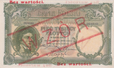 Poland, 5000 Zlotych 1919, SPECIMEN - overprint WZOR and Bez wartości on obverse and reverse, unissued, Pick 60

aUNC