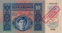 Austria, 10 Koruna 1915, overprint Ausgegeben nach den 4. Oktober 1920, Pick 43

UNC