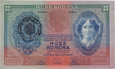 Romania, 20 Koruna 1907, overprint 1919, overprint on the Hungarian side - 2nd provisional issue, Pick R14

VF