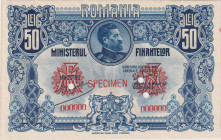 Romania, 50 Lei ND(1920), Ministerul Finantelor, zero number SPECIMEN 000000, SPECIMEN overprint and 3x holes 4,5mm, Pick 73s

aUNC