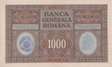 Romania, 1000 Lei b.d.(1917),German occupation in World War I, stamp ROMANIA on the back, Pick M8

XF