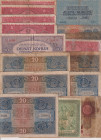 1 - 100 Koruna 1919 - 1921, all without perforation, 33 pcs, strongly circulated conditions, BKK 7 - 10, Hej 7 - 10

VG - POOR