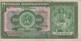 100 Koruna 1920, series C, ERROR - incorrect centering of the gravure image on the face, BKK 16a, Hej 16a

VG+