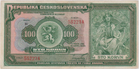100 Koruna 1920, series D, BKK 16a, Hej 16a

VG+