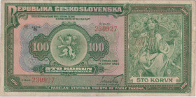 100 Koruna 1920, series G, BKK 16a, Hej 16a

VG