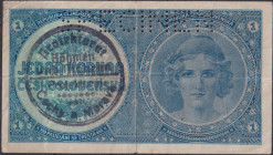 1 Koruna b.d.(1938/40), series A 017, hand overprint, SPECIMEN, BKK 28a, Hej 28a

VG