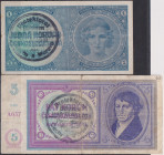 1 a 5 Koruna b.d.(1938/40), series A 075 a A057, hand overprint, 2 pcs, BKK 28a, 29a; Hej 28a, 29a

VG - G