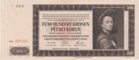 500 Koruna 1942, II.issue, the first double-letter series Aa(!), BKK 36, Hej 36

aUNC
