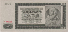 1000 Koruna 1942, I.issue, series K, BKK 38, Hej 38

VF