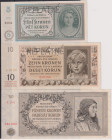 5 Koruna b.d.(1940), 10 Koruna 1942 a 50 Koruna 1944, NEPLATNÉ, 3 pcs, BKK 31, 37 a 42; Hej 31, 37 a 42

aUNC