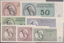 1 - 100 Koruna 1943, Bank of the Jewish Municipality of the Terezin Ghetto, 7 pcs, HH 218.1-7

UNC - aUNC