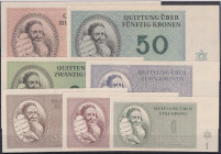 1 - 100 Koruna 1943, Bank of the Jewish Municipality of the Terezin Ghetto, 7 pcs, HH 218.1-7

UNC - aUNC