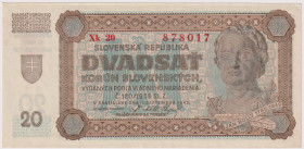 20 Koruna 1942, series Xk 20, BKK 53b, Hej 53a2

aUNC