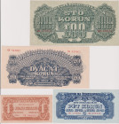 1 - 100 Koruna 1944, all without perforation, 4 pcs, BKK 56 - 59, Hej 56 - 59

UNC - VF