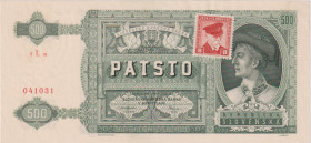 500 Koruna 1941, stamp 1945, series 4Lm, BKK 64, Hej 64

aUNC
