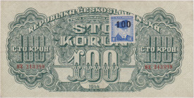 100 Koruna 1944, stamp 1945, series HX, BKK 66b, Hej 66b

VF