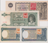 100 - 1000 Koruna, 1940 - 1941, 1944, stamp 1945, all SPECIMEN, 4 pcs, BKK 62 - 65, Hej 62 - 65

UNC - aUNC