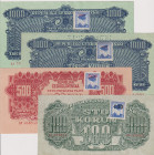 100 - 1000 Koruna 1944, stamp 1945, all SPECIMEN, 4 pcs, BKK 66 - 68, Hej 66 - 68

UNC - XF