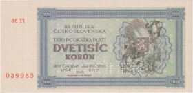 2000 Koruna 1945, series 16Tl, SPECIMEN, BKK 69, Hej 69

XF