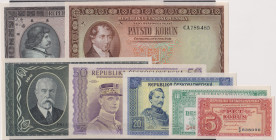5 - 1000 Koruna b.d.(1945), all perforated 3md, 7 pcs, BKK 70 - 76, Hej 70 - 76

UNC - aUNC