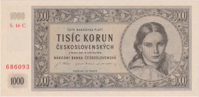 1000 Koruna 1945, series 16 C, BKK 78c1, Hej 79a

aUNC