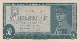 50 Koruna 1948, series A 3, perforation 3 md, BKK 81a, Hej 82a1

UNC