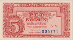 5 Koruna 1949, series A 8, BKK 82a, Hej 83a1

UNC