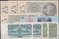 3 - 25 Koruna, 1958 - 1970, 5x w/o perforation, 4x perforation 3md, 9 pcs, BKK 95 - 100, Hej 98 - 104

UNC - aUNC